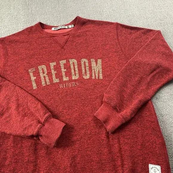 Iron And Resin Sweater Adult Extra Large Red Long Sleeve Casual Moto Men's - Picture 5 of 13